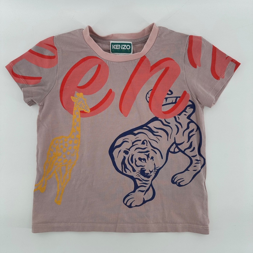 Kenzo Kids Tiger Giraffe Graphic T-Shirt Mauve Pink K15615 Size 4A 104 cm EUC